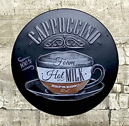 CAPUCİNO DEKORATİF RETRO METAL PLAKA 30 CM