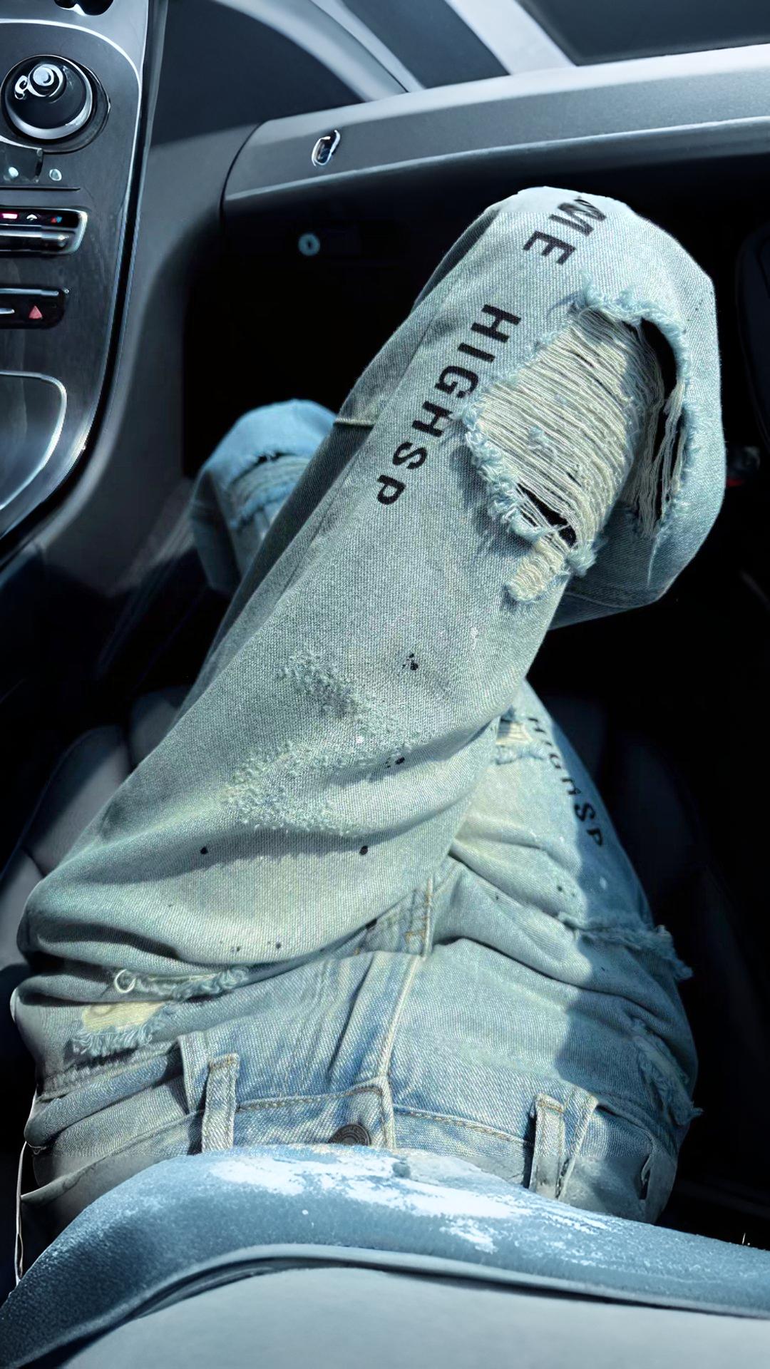 Wrip Pant Sokak stili kot pantolon